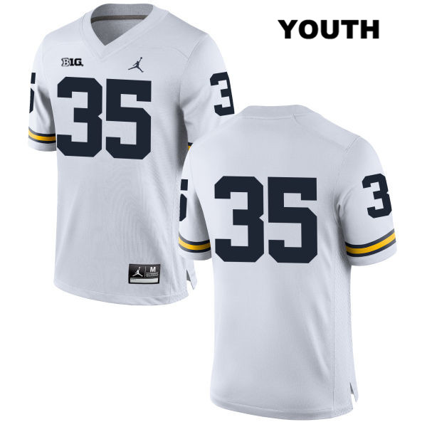 Youth NCAA Michigan Wolverines Josh Uche #35 No Name White Jordan Brand Authentic Stitched Football College Jersey CN25T08TB